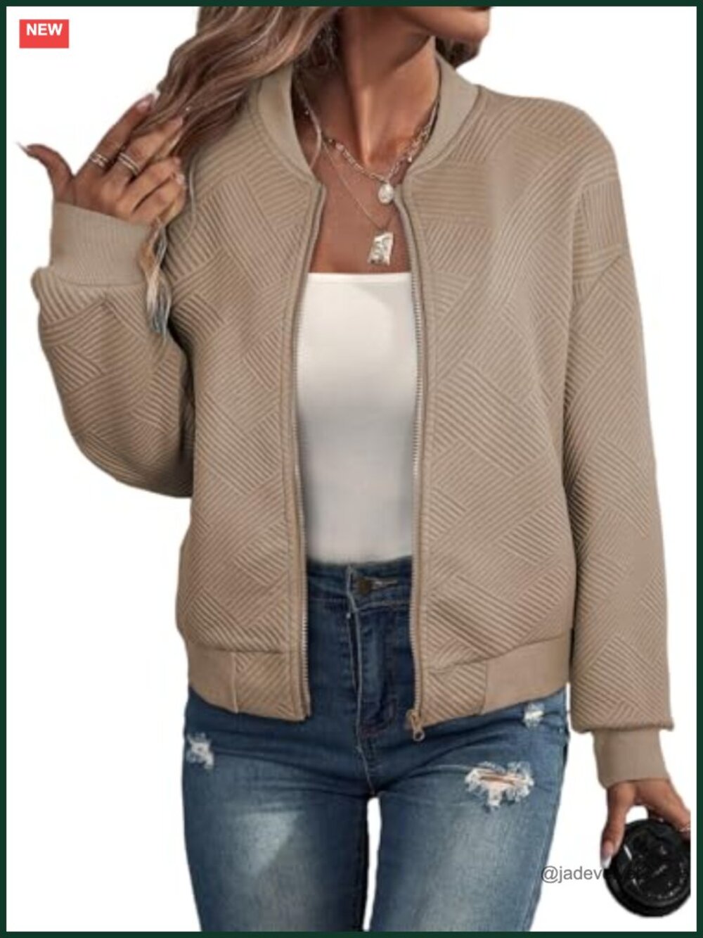 Womens Lightweight Quilted Bomber Jacket Stand Collar Zip Up Pockets Fall Coat